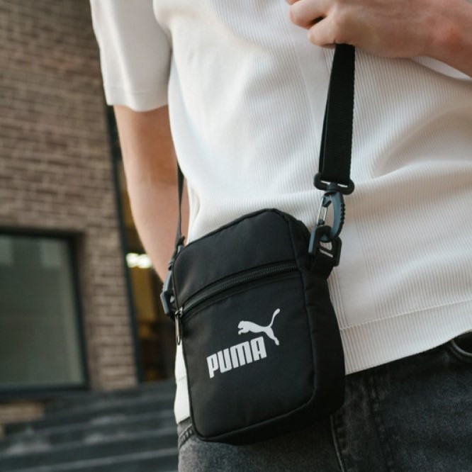 Чоловіча чорна сумка барсетка Puma через плече Пума месенджер