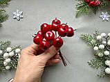 Новорічні яблучка глянець червоного кольору 2,3 см, 12 шт /уп., фото 4