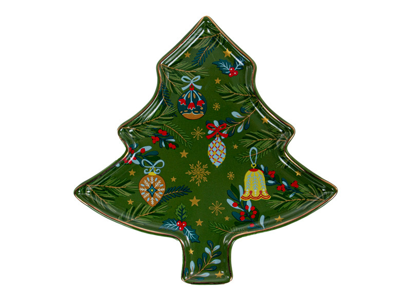 Блюдло Lefard Різдвяна Green Christmas 18 см 922-072 порцеляна