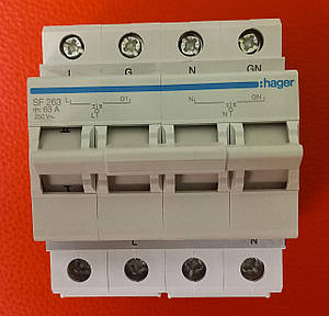 Перемикач навантаження Hager SF263 трипозиційний 2P 63A 1-0-2 240/415V~