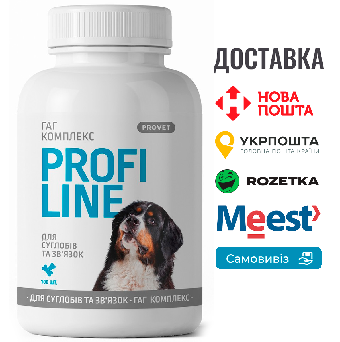 Вітаміни Provet Profiline для собак, ГАГ Комплекс для суглобів та зв'язок, 100 таб.