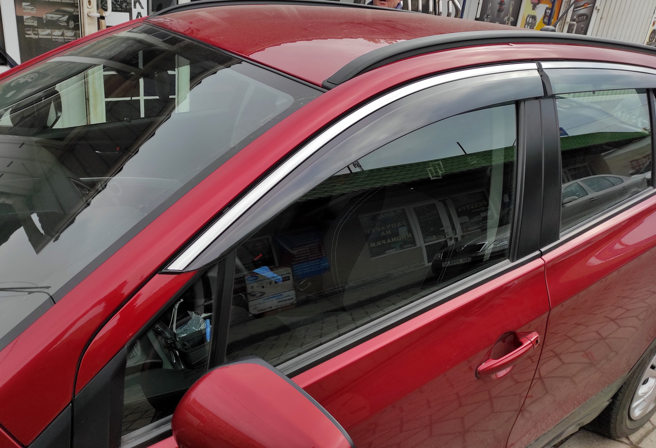 Дефлектори вікон з хромом молдингом (вітровики) Suzuki SX4 S-cross 2013-2022 (Uncle/Тайван)
