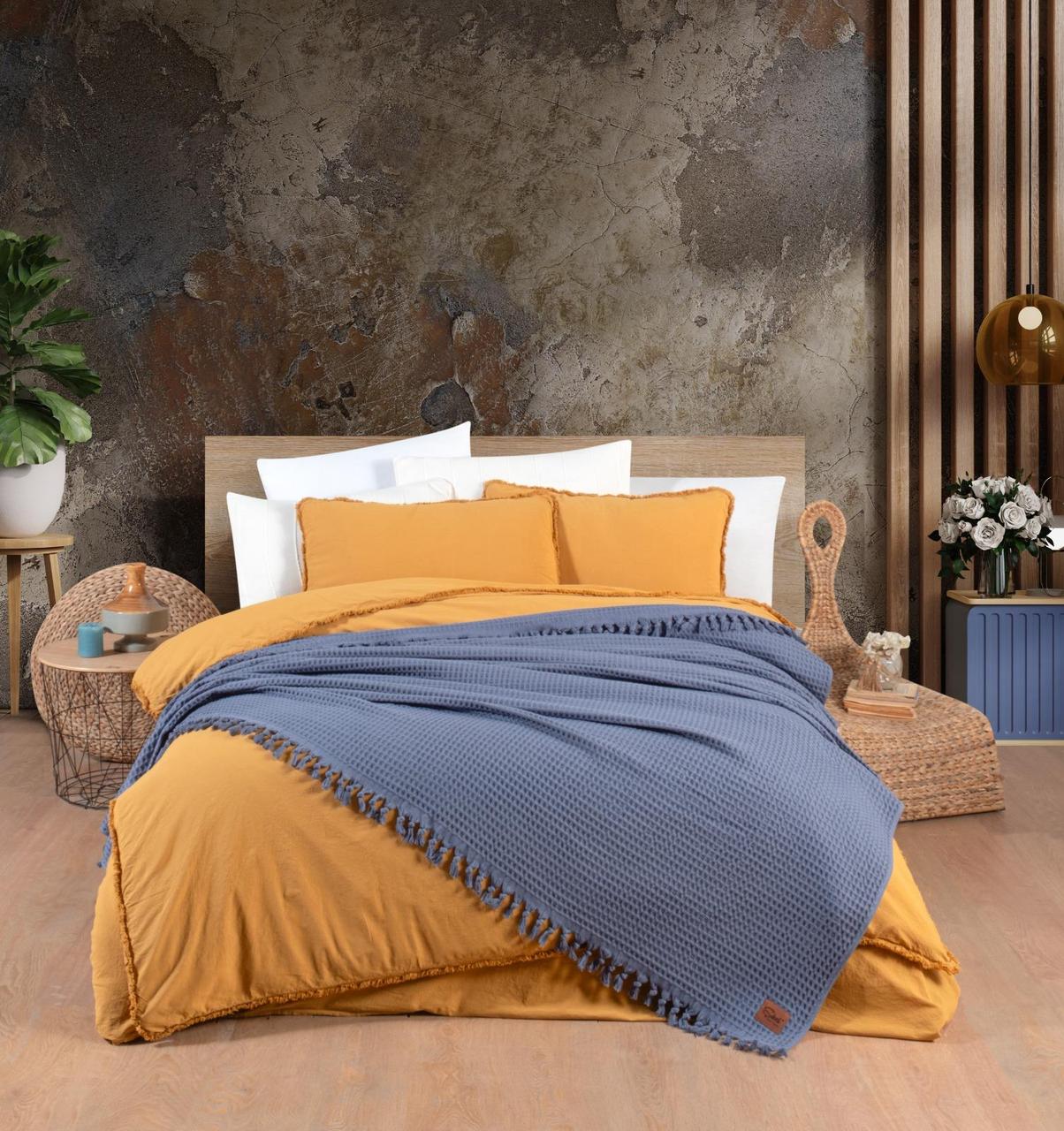 Постільна білизна Sikel Stonewashed Soho Firfirli 200 х 220 см Hardal, фото 1