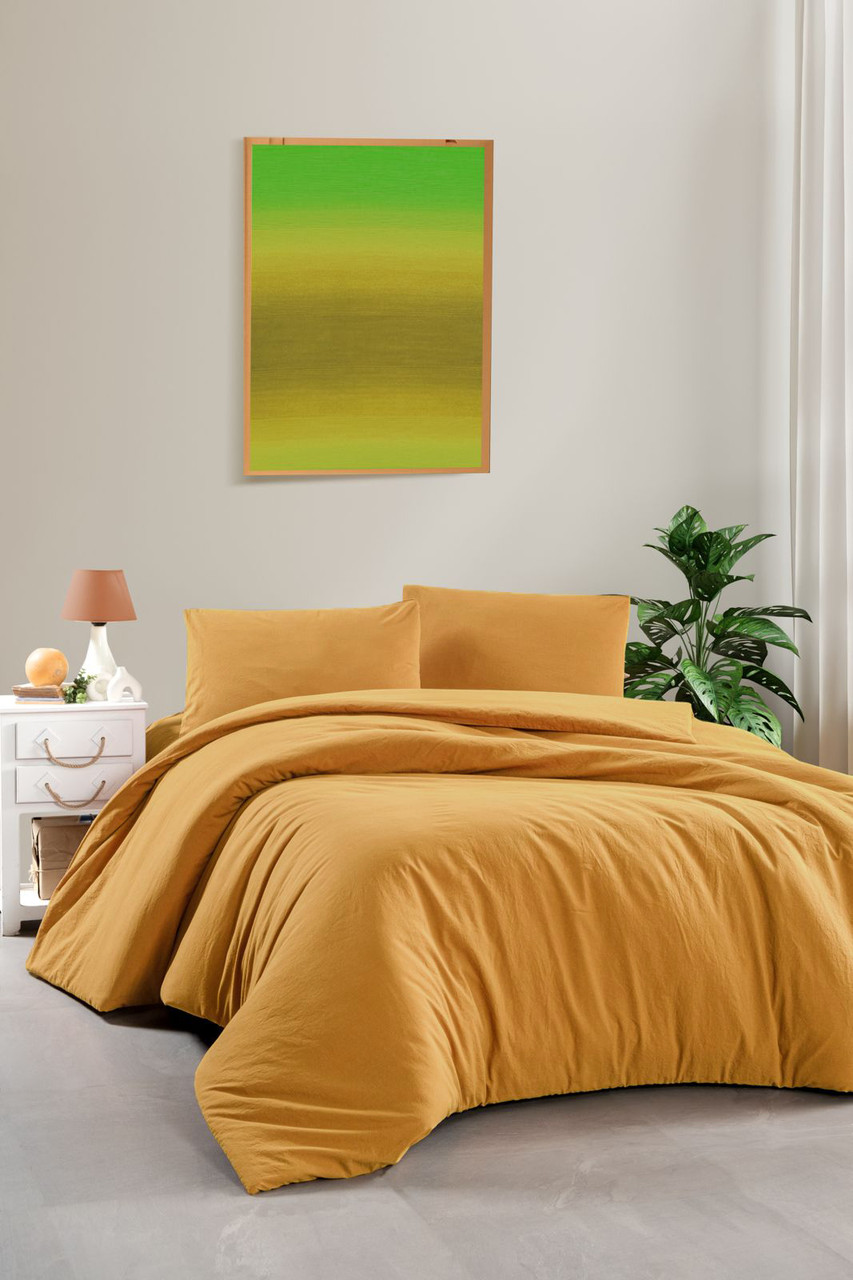 Постільна білизна Sikel Stonewashed Soho 200 х 220 см Hardal, фото 1