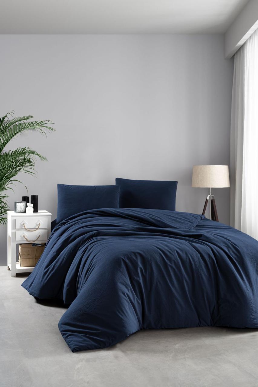 Постільна білизна Sikel Stonewashed Soho 200 х 220 см Lacivert, фото 1