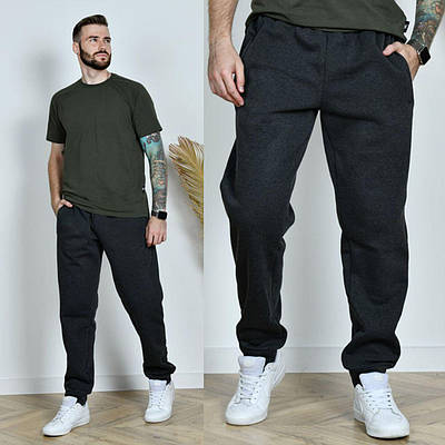 Зимові чоловічі спортивні штани з тринитки на флісі батал