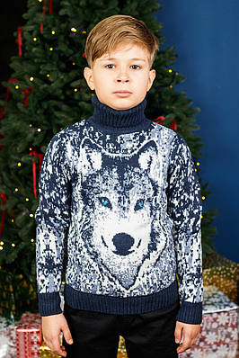 Светр для хлопчика 13-16 років FIVE теплий з хомутом , Синій, 164