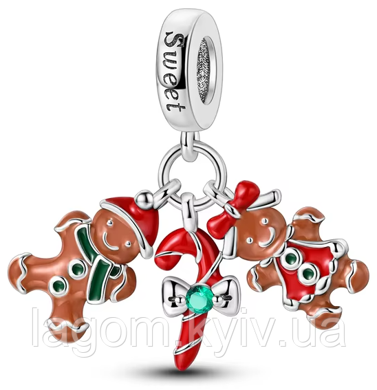 Срібний шарм-підвіска в стилі Pandora Christmas Time 925 проба Різдвяна та Новорічна прикраса Пандора
