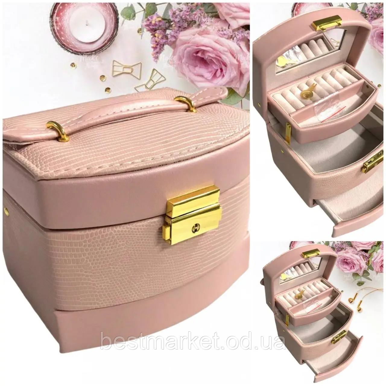 Скринька для прикрас X051-скриня для біжутерії, органайзер для прикрас, валіза комодів, сережок, кілець
