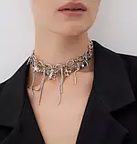 Чокер металевий багатошаровий кольє з зірками у корейському стилі Y2K біжутерія Fashion Jewerly сріблястий, фото 2