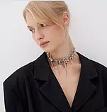 Чокер металевий багатошаровий кольє з зірками у корейському стилі Y2K біжутерія Fashion Jewerly сріблястий, фото 3