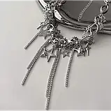 Чокер металевий багатошаровий кольє з зірками у корейському стилі Y2K біжутерія Fashion Jewerly сріблястий, фото 5