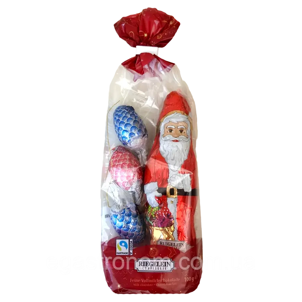 Шоколадні фігурки Riegelein (іграшки на ялинку+Санта Клаус), 100 г