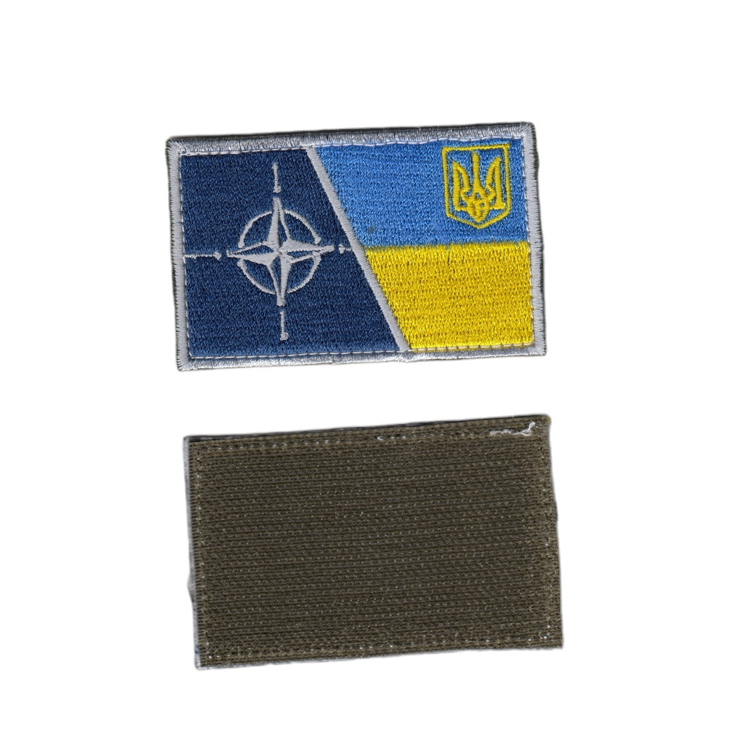 Шеврон ЗСУ, військовий / армійський, Україна- НАТО прапор, на липучці, 5 см * 8 см