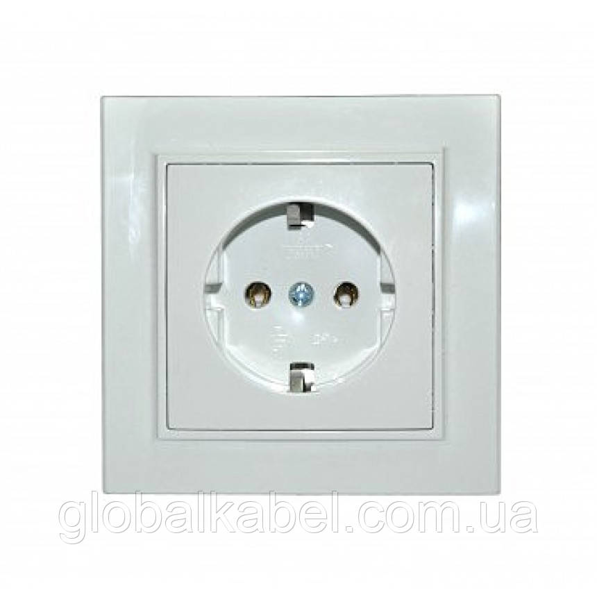 Розетка 1 вбудована Milana GISelt, (з заземленням) біла G8010, фото 1