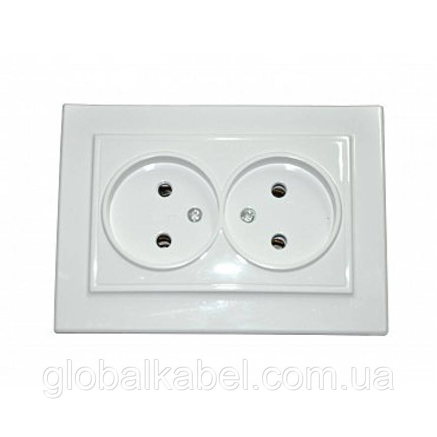 Розетка 2-я вбудована Milana GISelt, (без заземлення) біла G8209, фото 1