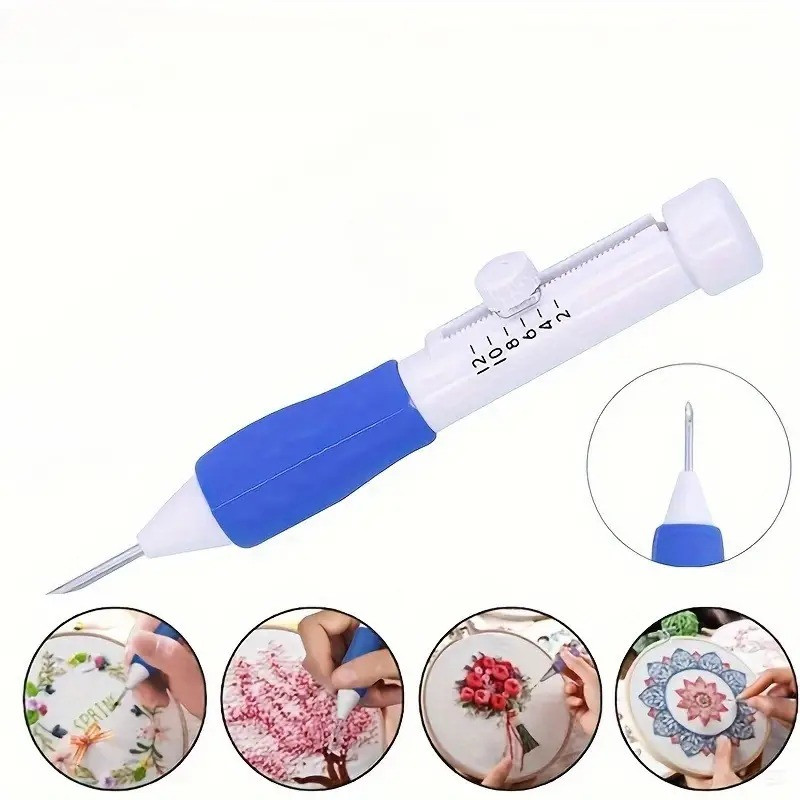 Набір для панч-вишивки голка з регульованим розміром, ручка для створення унікальних візерунків на тканині, фото 1