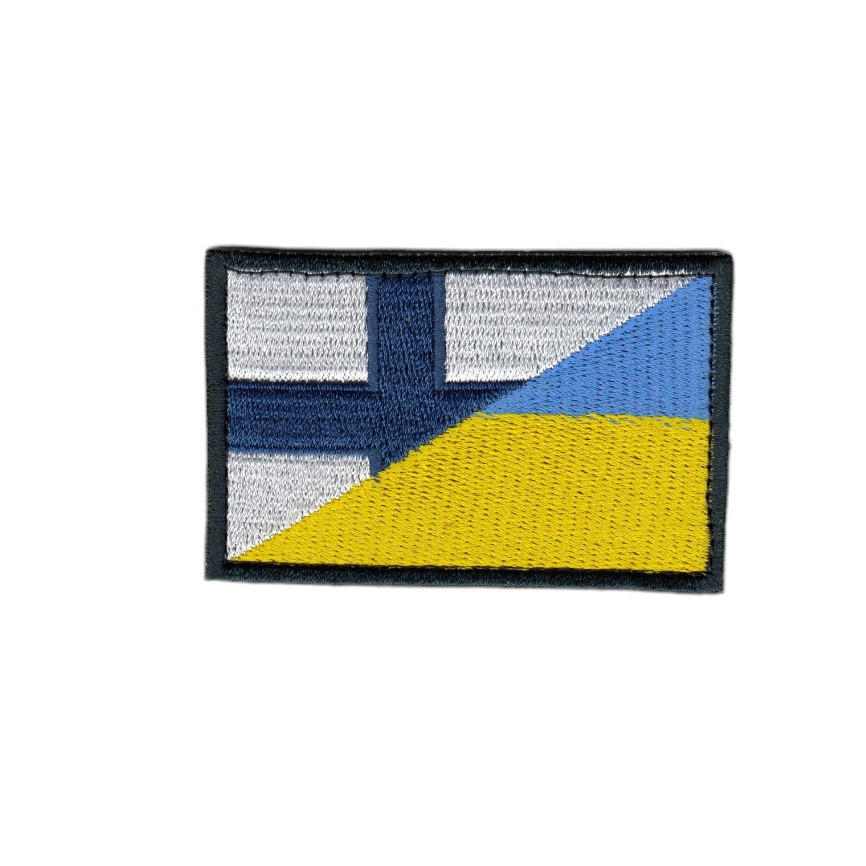 Шеврон ЗСУ, військовий / армійський, українсько- фінський прапор, на липучці, 5 см * 8 см