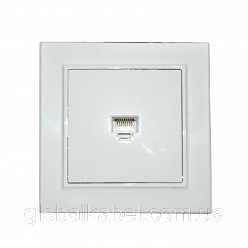 Розетка комп'ютерна 1-я вбудована Milana GISelt, біла G8011, фото 1