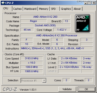 Amd Processor Amd Athlon Ll AMD Athlon II X2 260 GHz Dual-Core CPU