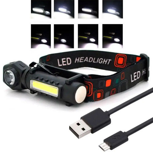 Ліхтар налобний KX-212-XPE+5SMD, Li-Ion акум., Waterproof, ЗП microUSB
