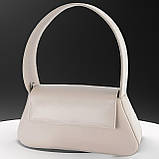 Жіночий клатч сумка через плече бежева маленька сумочка з плечовим ременем з екошкіри, фото 7