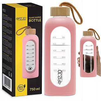 Пляшка для води спортивна 4FIZJO 750 мл скляна Pink (P-5905973404204)