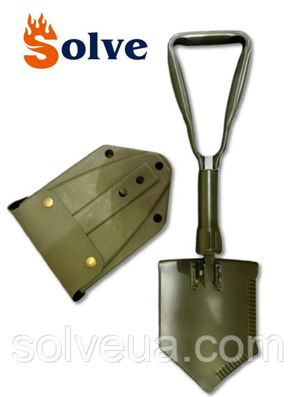 Фірмова складна саперна лопата Solve KT6008309 з пластиковим чохлом Olive 58 см solve
