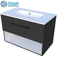 Сіра підвісна тумба для ванної 80 см Fancy Marble Mill з умивальником Della