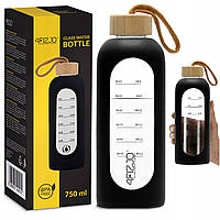 Пляшка для води спортивна 4FIZJO 750 мл скляна Black (P-5905973404174)