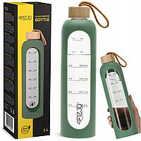 Пляшка для води спортивна 4FIZJO 1000 мл скляна Olive (P-5905973403900)