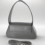 Жіночий клатч сумка через плече графіт маленька сумочка з плечовим ременем з екошкіри, фото 2