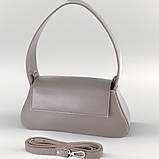 Жіночий клатч сумка через плече темно бежева маленька сумочка з плечовим ременем з екошкіри, фото 3