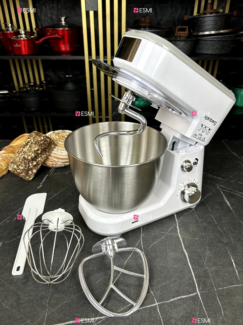 Rainberg 3200 Вт – кухонный комбайн с функцией тестомеса и чашей 5 л.