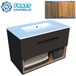 Сіра підвісна тумба для ванної 80 см Fancy Marble Mill Della полиця дерево