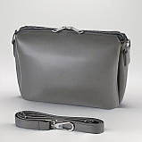 Класична жіноча сумка крос боді маленька через плече з екошкіри графіт, фото 2
