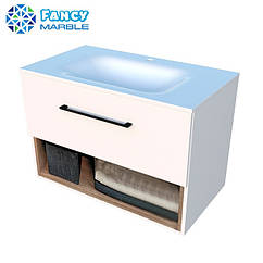 Тумба Mill 80 см з умивальником Jessel Fancy Marble полиця дерево