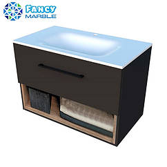 Тумба для ванної Графіт 80 см Fancy Marble Mill полиця дерево Jessel