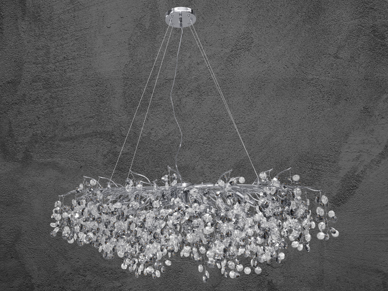 Вишукана овальна кришталева люстра-підвіс для зали, колір хром 601-L1200CH-LS