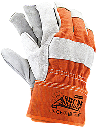 Рукавички робочі укріплені з волової шкірою Reis Польща RBCMORANGE PJS