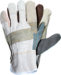 Рукавички робочі посилені різнобарвною яловий шкірою Reis Польща RBK MC