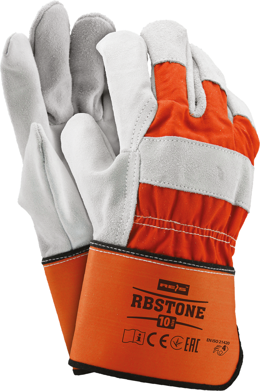Рукавички робочі посилені яловий шкірою REIS Польща RBSTONE PJS