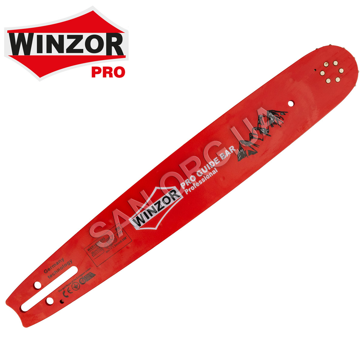 Шина Winzor 38 см (15") 64 ланки крок 325 паз 1.5 мм PRO SERIA 6 заклепок, фото 1