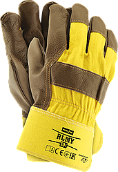 Захисні рукавички посилені яловою шкірою (шкіряні робочі REIS Польща) RLMY YCK