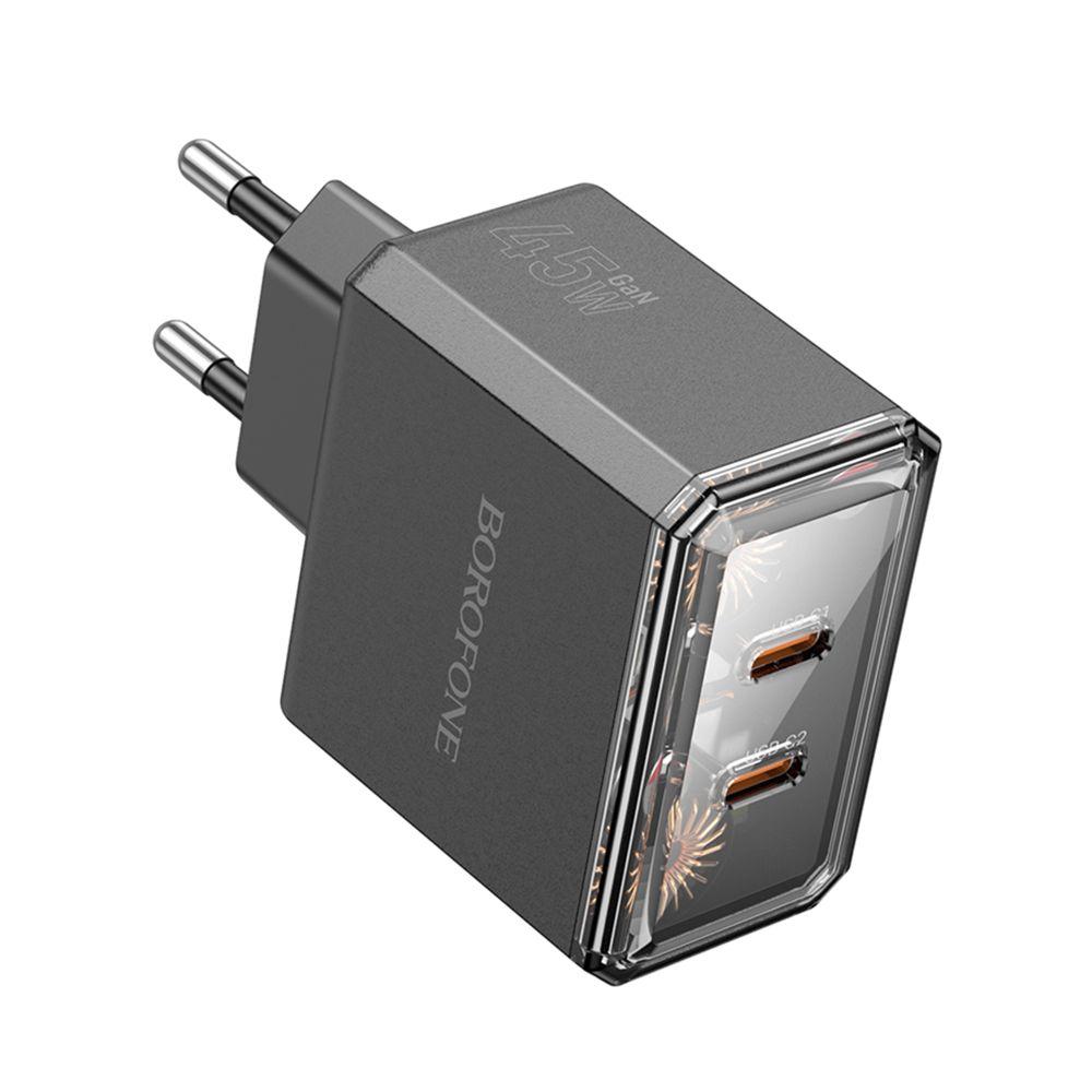Мережевий Зарядний Пристрій Borofone BAS33A 2USB-C PD/QC45W Колір Чорний
