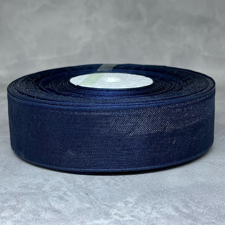 Органза (стрічка) 2,5 см, колір темно-синій, відрізок 5 метрів, Темно-синій, фото 1