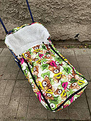 Конверт / чохол для санок, з штучної овчини, на блискавці "Ведмеді NB"