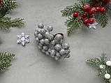 Блискучі ягоди 40 шт/уп. 1-1,2 см діаметр, сріблястого кольору НГ, фото 2