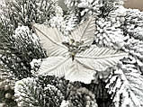 Новорічний квітка на ялинку "Пуансетія" 12 см біло-сріблястого кольору, фото 2