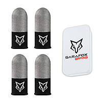 Комплект ігрові напальчники Sarafox V8 Silver ультра тонкі чутливі срібло - 4 шт + металевий бокс